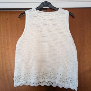J. Crew White Crochet Tank Top Knit Cotton Boho Summer